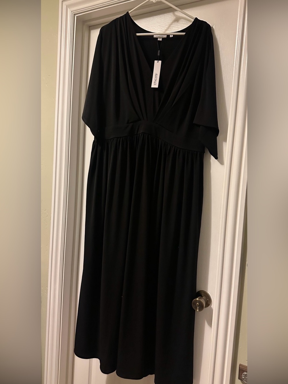 Chico's Black V-Neck Midi Dress